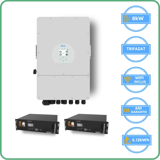 Deye inverter 8kW + Vestwoods akkumulátor 5.12kWh alacsony feszültség