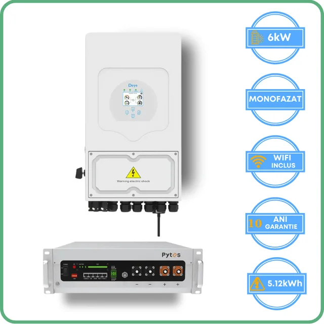 Deye инвертор 6kW + Pytes акумулатор 5.12kWh