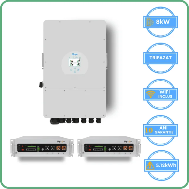 Deye-omvormer 8kW + Pytes-accu 5.12kWh Laagspanning