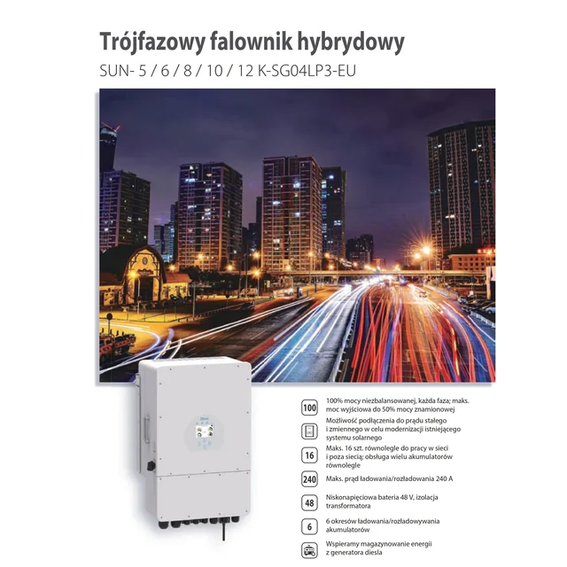 Deye SUN-5K-SG04LP3-EU alacsony feszültségű inverter (háromfázisú hibrid)