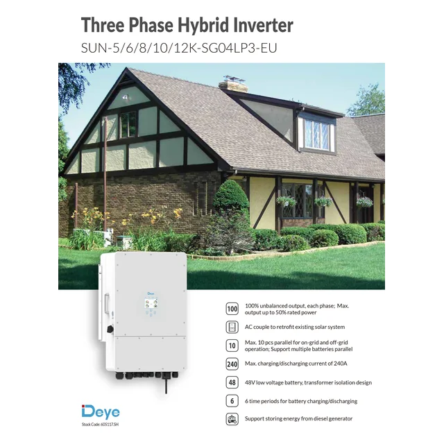 Deye SUN-5K-SG04LP3-EU Hibrīda invertors 5kW