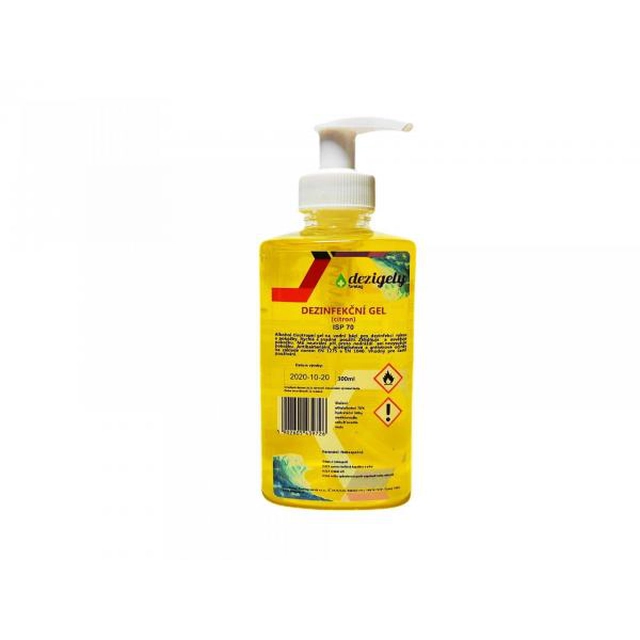 Dezigely dezinfekční gel na ruce 300ml s vůní citrónu, zvlhčující, pumpička, 70%