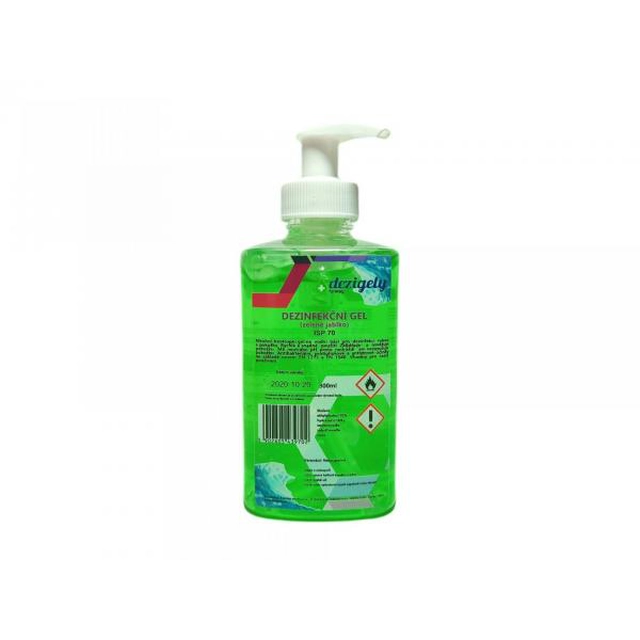 Dezigely disinfectant hand gel 300ml with the scent of green apple, moisturizing, pump, 70%