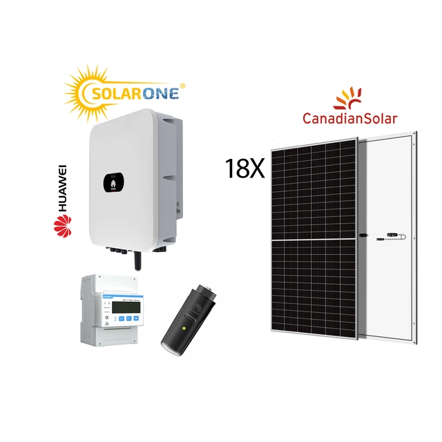 Photovoltaic system kit 8 Three-phase kW, Huawei inverter and 18 Canadian Solar panels 445W