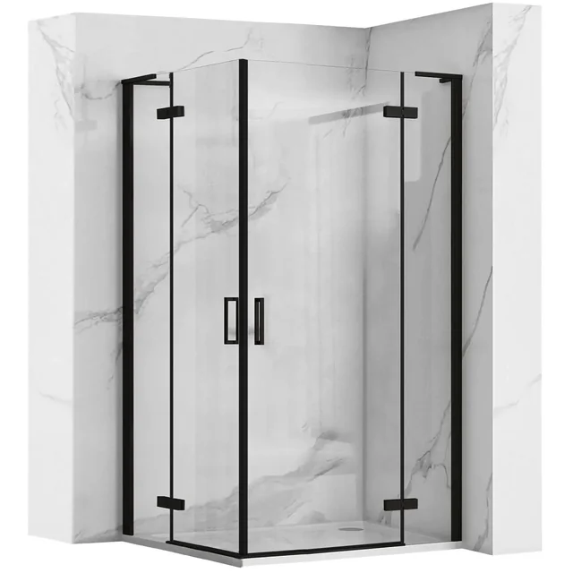 REA Hugo Double Shower Cabin Black 90x100