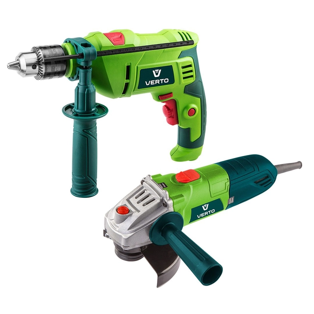 Power tool set: 500W hammer drill + 500W angle grinder, case