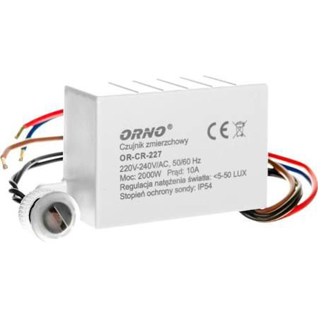 Διακόπτης Orno Twilight με αισθητήρα 10A 230V 5-50lx (OR-CR-227)