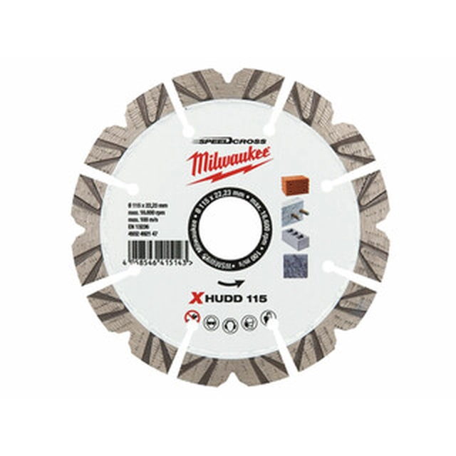 Диамантен режещ диск Milwaukee XHUDD 115 x 22,23 mm