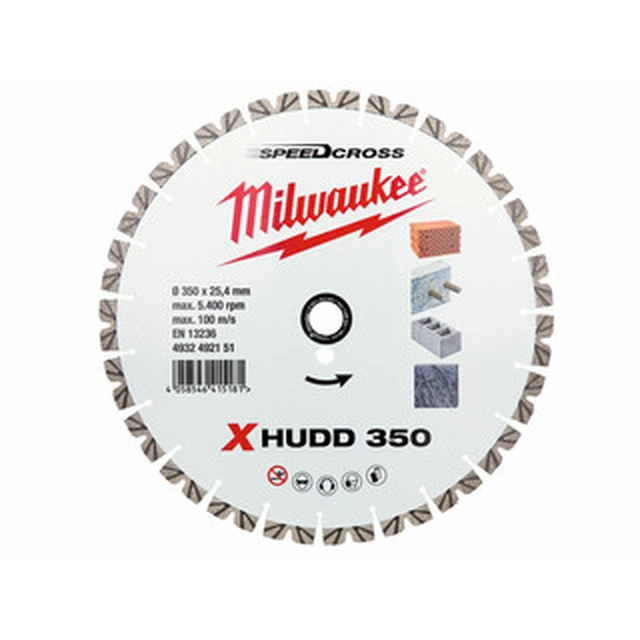 Диамантен режещ диск Milwaukee XHUDD 350 x 25,4 mm