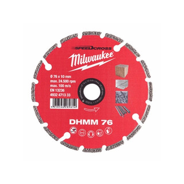 Diamantový řezný kotouč Milwaukee 76 x 10 mm