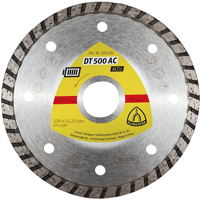 Diamond cutting disc DT500AC Turbo 115x1.9mm KLINGSPOR