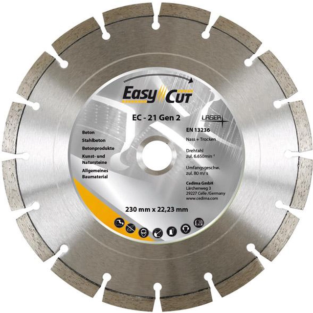 Diamond cutting disc EC-21.2 230x2.4x12x22.23mm CEDIMA