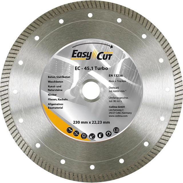 Diamond cutting disc EC-45.1230x1.8x10x22.23 / 25.4mm CEDIMA