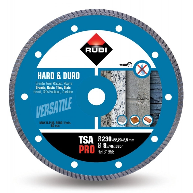Diamond disc for very hard materials 230mm, TSA 230 Pro - RUBI-31958