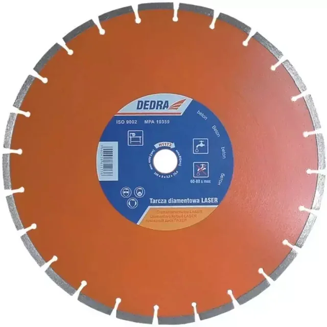 DIAMOND LASER BLADE FOR CONCRETE, REINFORCED CONCRETE DEDRA H1173 350MMX25,4MM