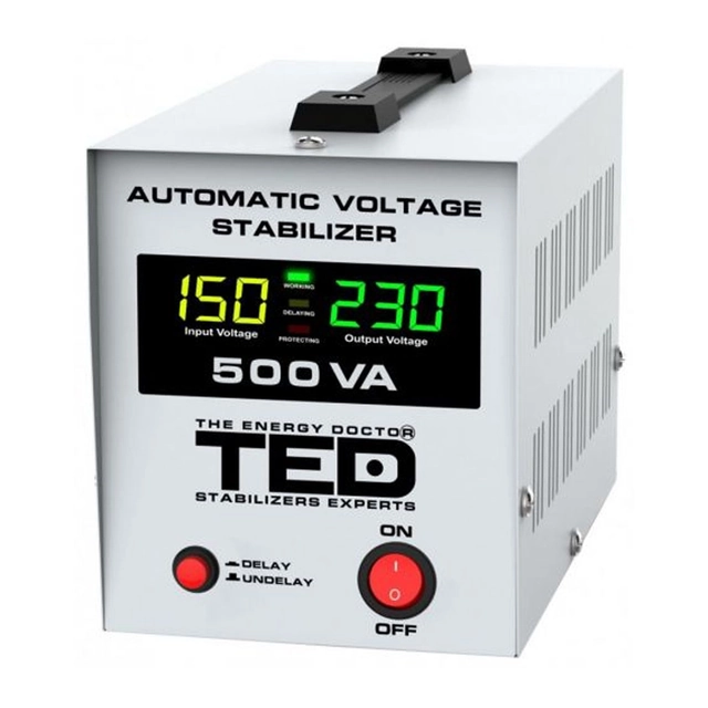 Didžiausias tinklo stabilizatorius 500VA-AVR LCD 2 schuko išėjimai TED000194 (1/8)