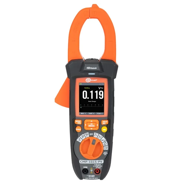 Digital clamp meter for PV installations CMP-1015-PV.The product comes complete with a Calibration Certificate