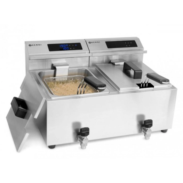 Digitale Paneelfritteuse Mastercook mit Ablasshahn - 2x 8 l HENDI 207376 207376