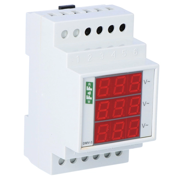 Digitale spanningsindicator, driefasig DMV-3 True RMS-indicatiebereik 100÷300V 3 modules