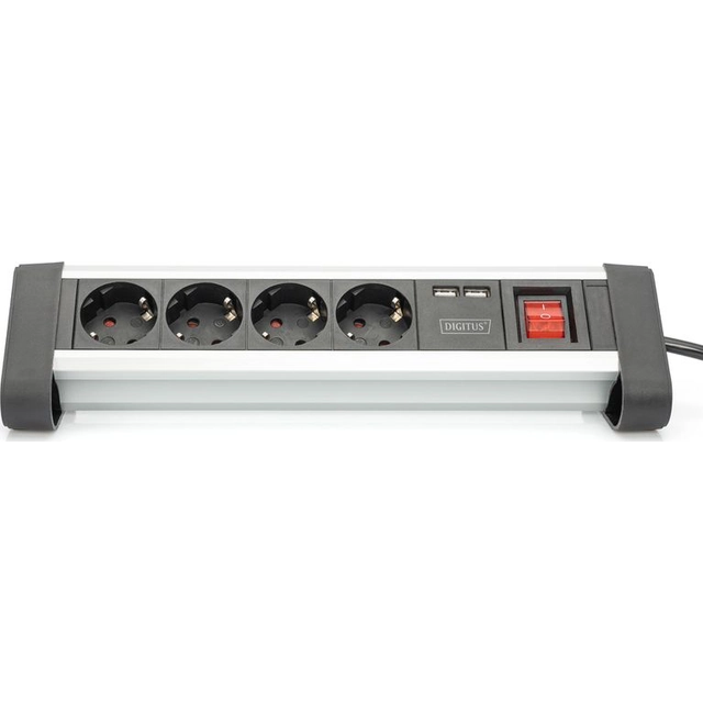 Digitus power strip 4 sockets 1.5 m black and silver (DA-70614)