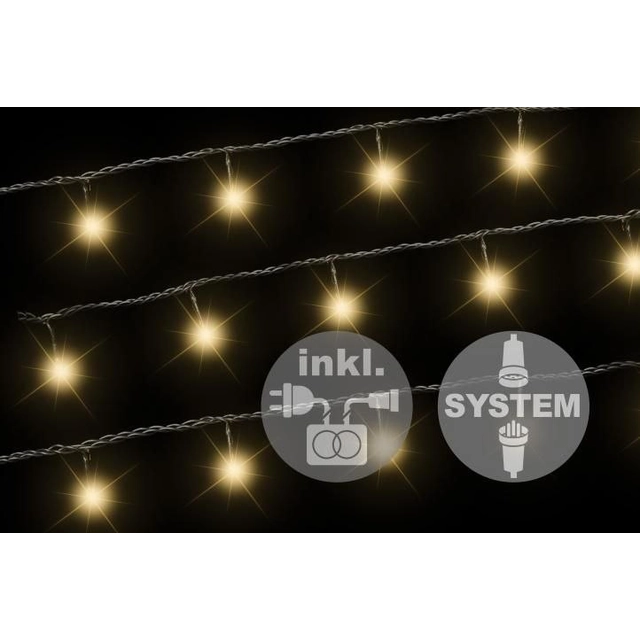 Diled lyskæde - 100 LED varm hvid + strømforsyning