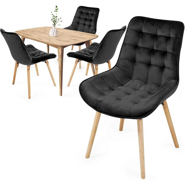 Dining chair set, black,4 pcs