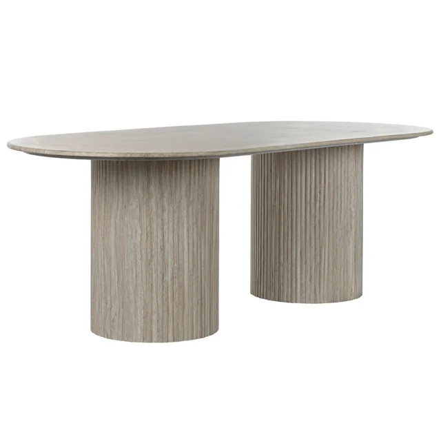 Dining Tables Home ESPRIT White Beige Granite Wood MDF 220 x 100 x 75 cm