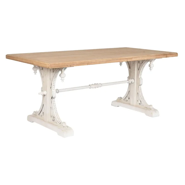 Dining Tables Home ESPRIT White Natural Fir Wood MDF 180 x 90 x 76 cm