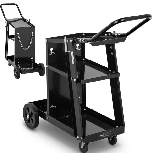 Dirbtuvių suvirinimo vežimėlis su vieta dujų balionui 3, lentynos, rankena iki 80 kg
