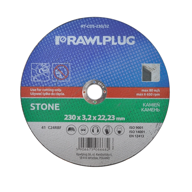 Disc de șlefuit de corindon pentru tăierea pietrei RT-CDS-230/32 230 mm