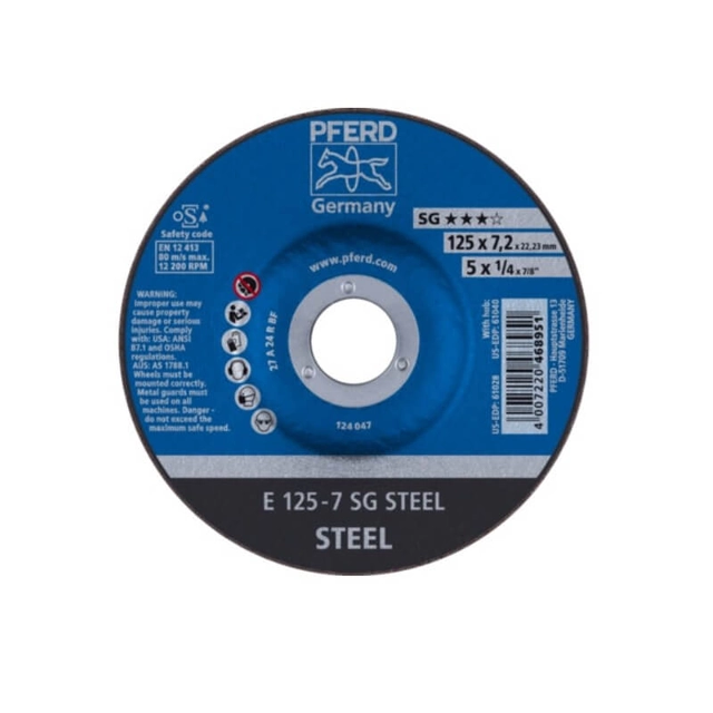 Disc de șlefuit metal Ø125x7x22mm E125-7A24R SG PFERD