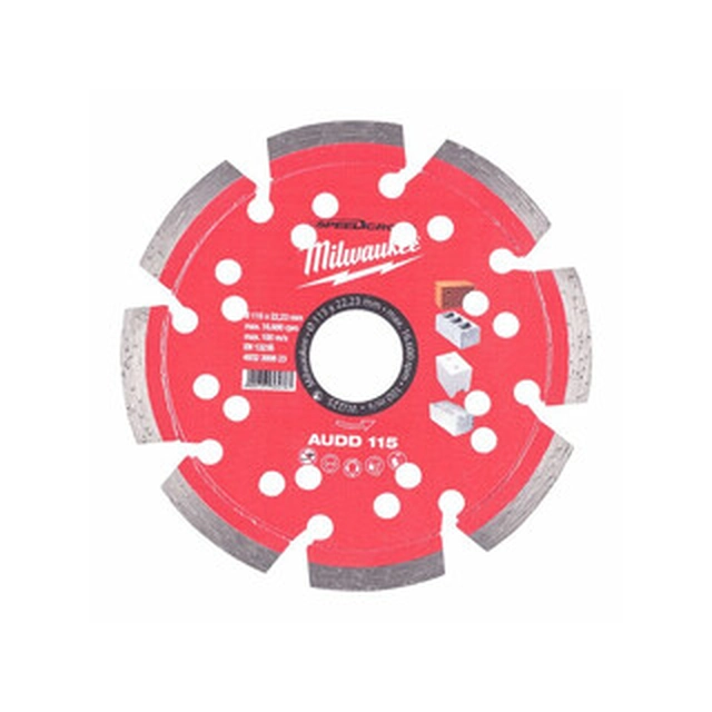 Disc de tăiere cu diamant Milwaukee AUDD 115 x 22,23 mm