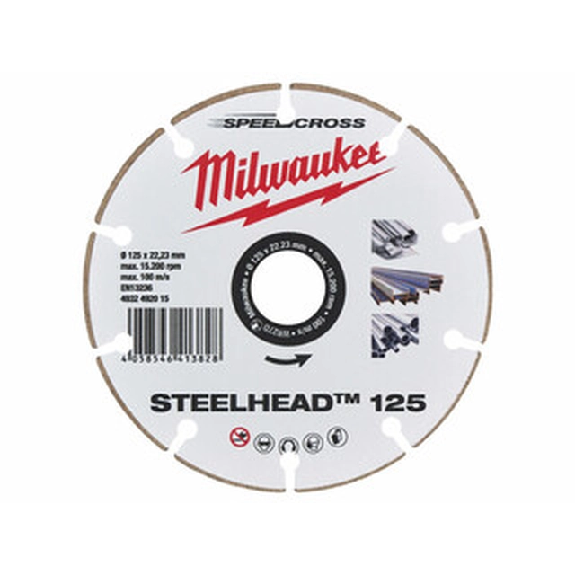 Disc de tăiere cu diamant Milwaukee STEELHEAD 125 x 22,23 mm