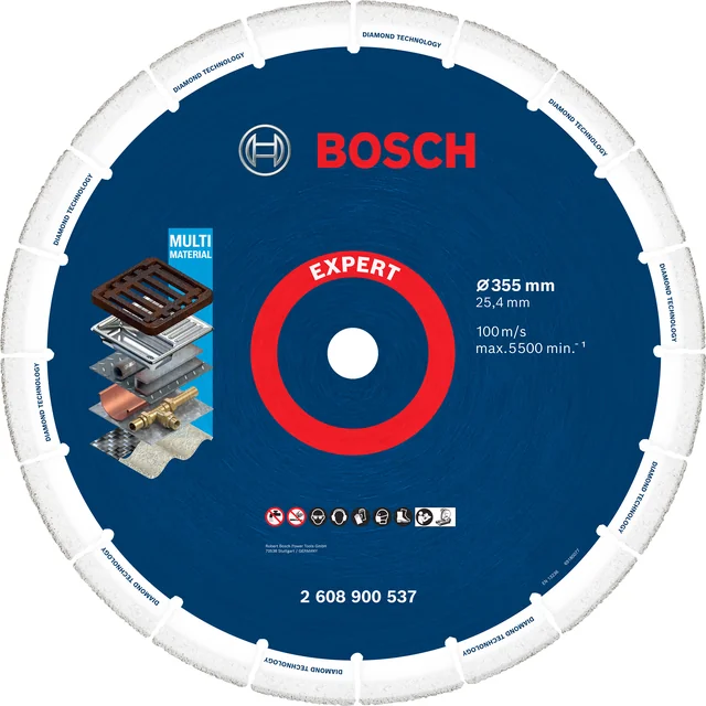 Disc de tăiere diamantat pentru fontă și oțel Bosch Expert, 355 x 25,4 mm, 1 buc.
