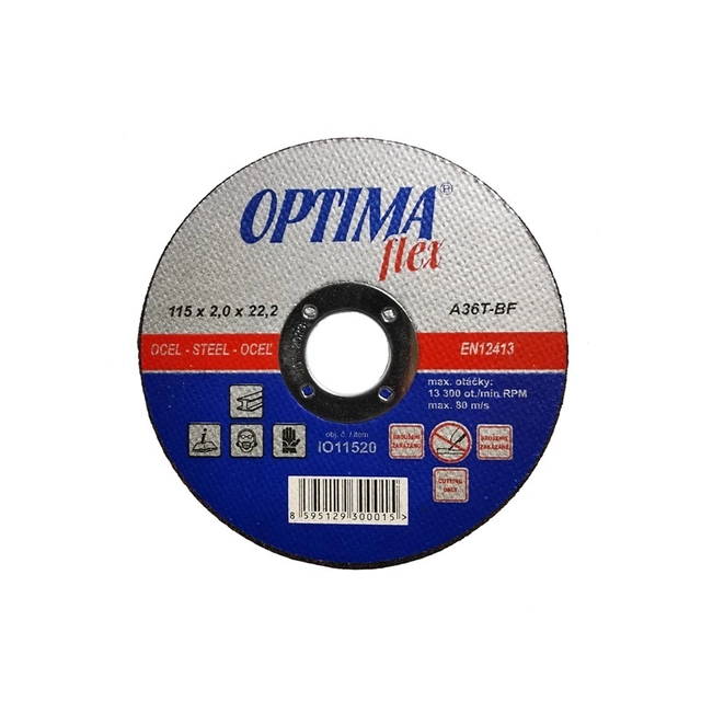 Disc de tăiere pentru oțel și oțel inoxidabil Optimaflex 115 x 2,0 x 22,2 mm