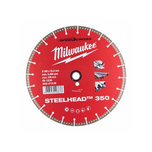 Disco da taglio diamantato Milwaukee STEELHEAD 350 350 x 25,4 mm