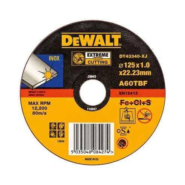 Disco de corte abrasivo DeWalt DT42341, 125 Mmm,1 piezas