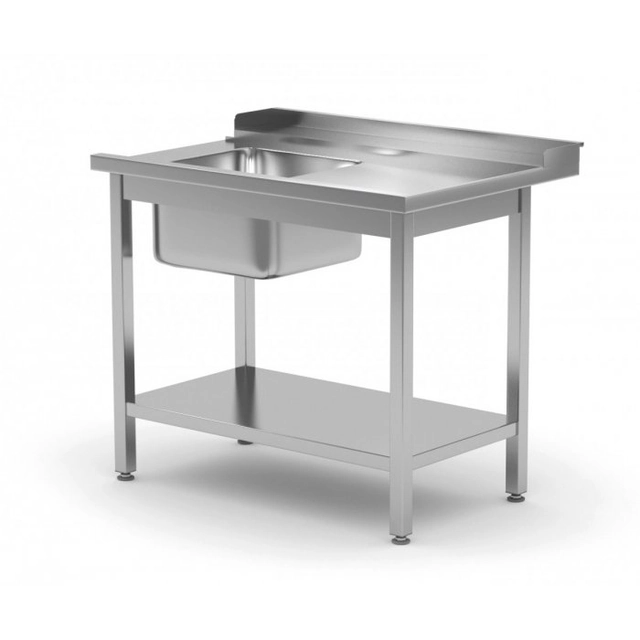 Dishwasher loading table with sink and shelf - right 1200 x 760 x 850 mm POLGAST 238127-760-P 238127-760-P