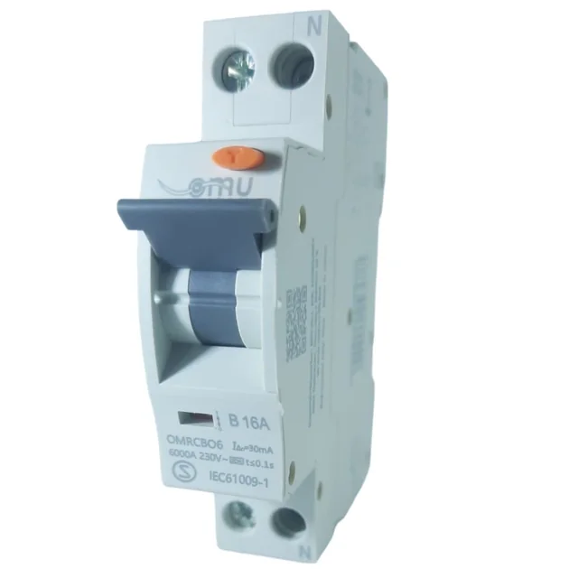 Disjoncteur 16A courbe B 30mA automatique avec protection différentielle 1 module 1P+N 6kA IP20