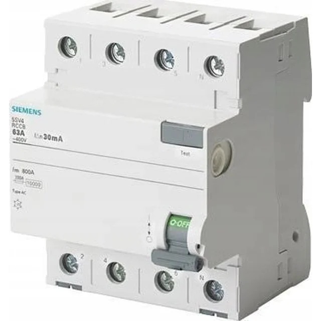 Disjuntor de corrente residual AC Siemens 4p 40a 300mA 5SV4644-0