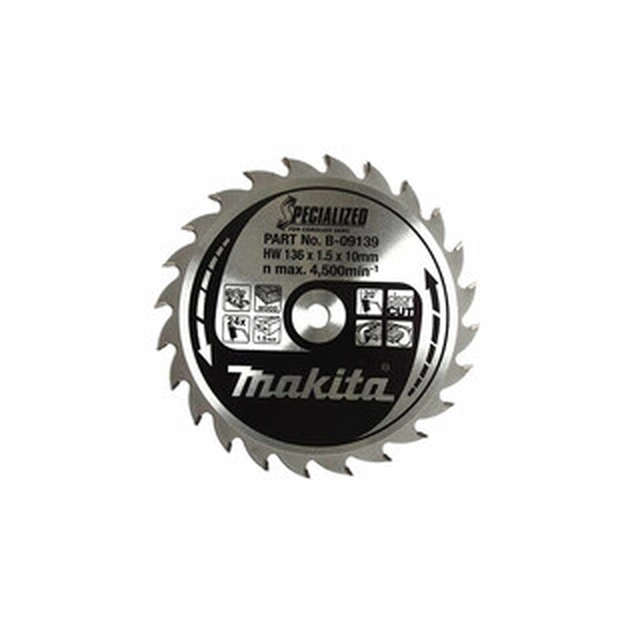 Δισκοπρίονο Makita 136 x 10 mm | αριθμός δοντιών: 24 db | Πλάτος κοπής: 1,5 mm