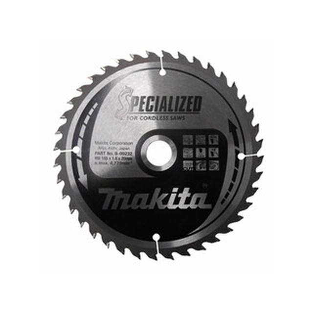 Δισκοπρίονο Makita 165 x 20 mm | αριθμός δοντιών: 40 db | Πλάτος κοπής: 1,6 mm