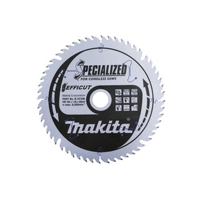 Δισκοπρίονο Makita 165 x 20 mm | αριθμός δοντιών: 56 db | Πλάτος κοπής: 1,45 mm