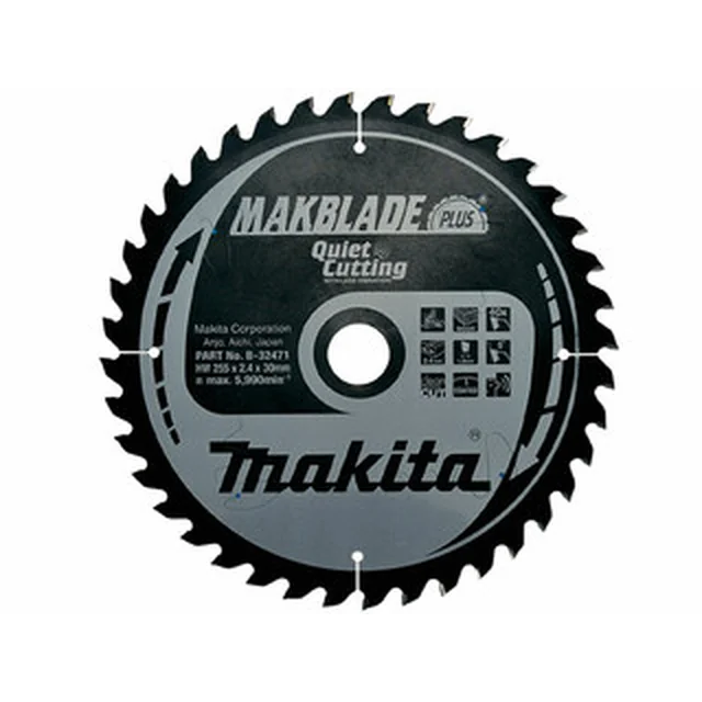 Δισκοπρίονο Makita 255 x 30 mm | αριθμός δοντιών: 40 db | Πλάτος κοπής: 2,4 mm