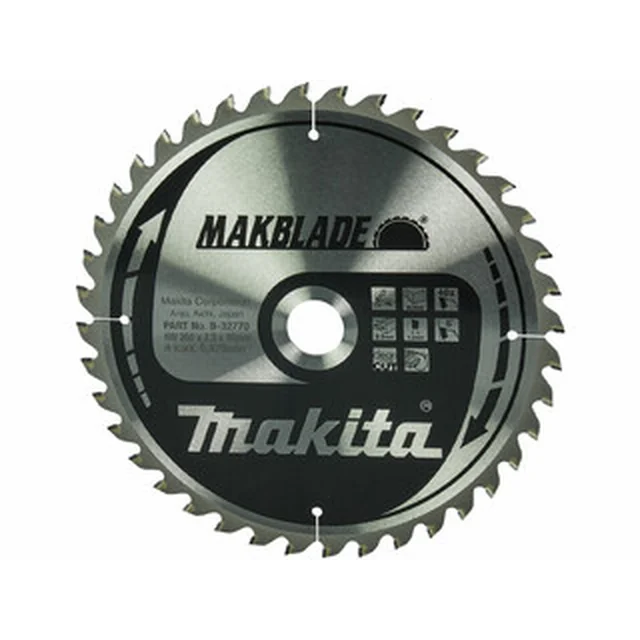 Δισκοπρίονο Makita 260 x 30 mm | αριθμός δοντιών: 40 db | Πλάτος κοπής: 2,3 mm