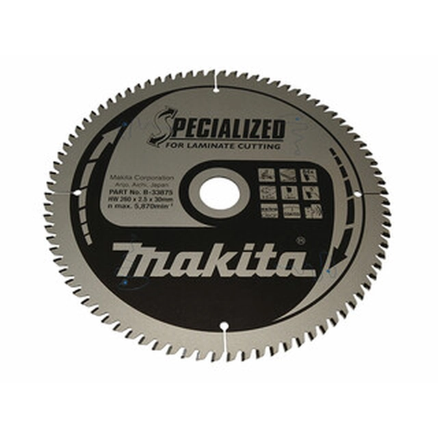 Δισκοπρίονο Makita 260 x 30 mm | αριθμός δοντιών: 84 db | Πλάτος κοπής: 2,5 mm