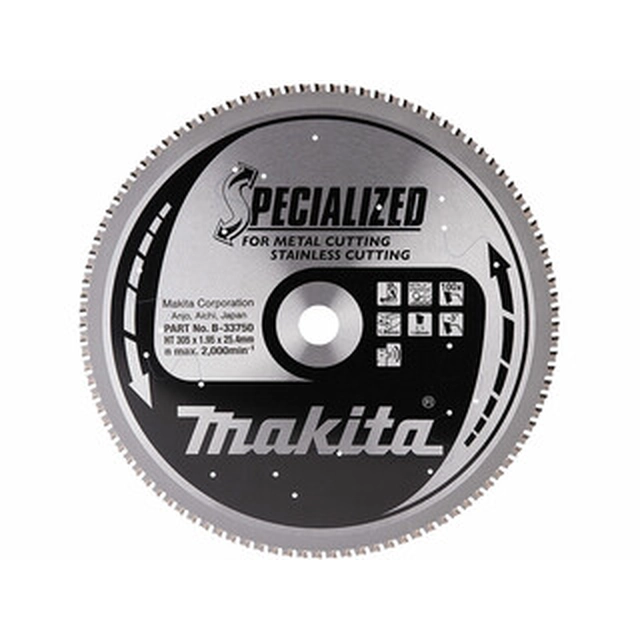 Δισκοπρίονο Makita 305 x 25,4 mm | αριθμός δοντιών: 100 db | Πλάτος κοπής: 1,95 mm