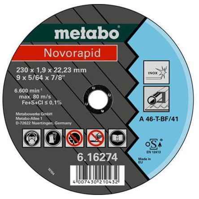 Δίσκος κοπής Metabo Novorapid 230 (616274000), 230 χμμ,1 τεμ