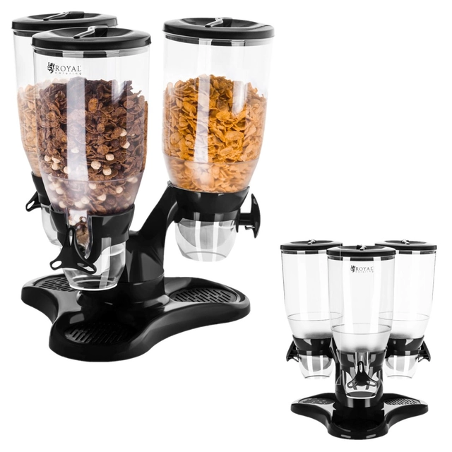 Dispensador rotativo para productos a granel, copos de muesli, frutos secos y café 3 x 3L