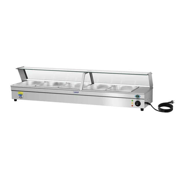 Display de incalzire cu capac, bain marie + 5 recipiente GN 1/2